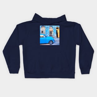 Blue Car, Havana, Cuba Kids Hoodie